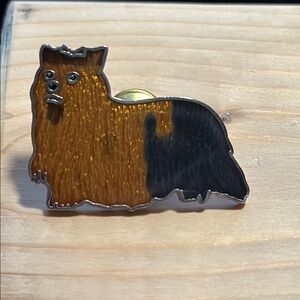 Charming Yorkshire Terrier  Enamel Pin - Brown and Black